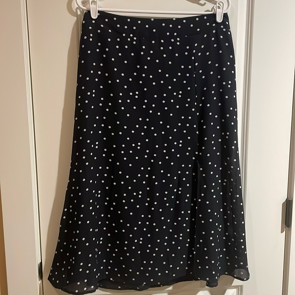 ROWA black polka dot a-line skirt size XL